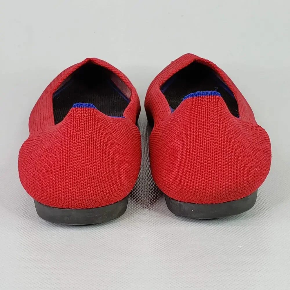 Rothys The Point Shoes Womens Size 9 Red Knit Pointed Toe Ballet Flats Slip On